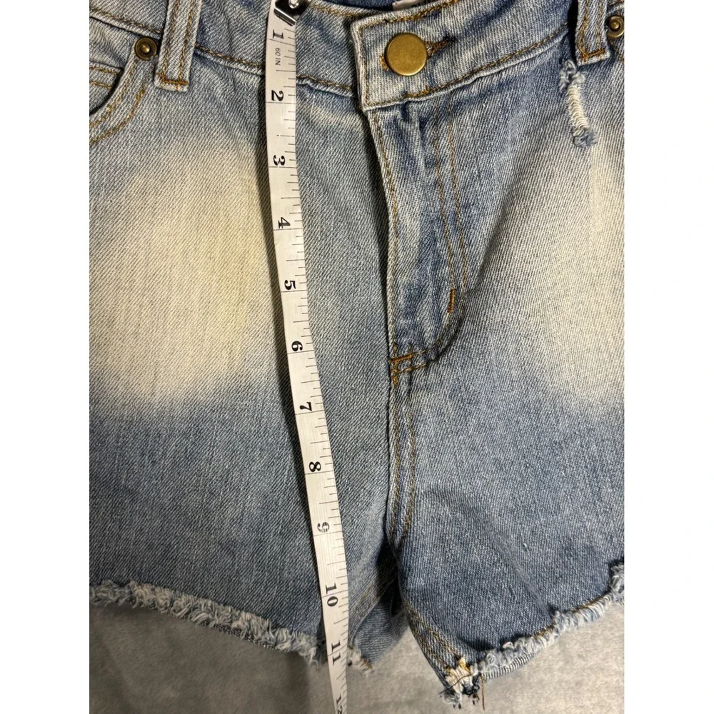 Blu Pepper‎ Vintage Womens Blue Denim Crochet Lace Trim Distressed Shorts L
